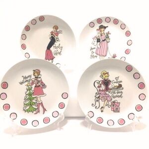 Dessert Plates Girlfriend Diva Chic Shopping Tea Party 9” Santa’s Workbench EUC